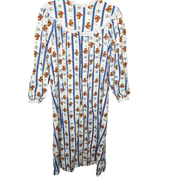 Lanz Of Salzburg Other - Lanz of Salzburg Disney Winnie the Pooh Vintage Flannel Nightgown White Blue M
